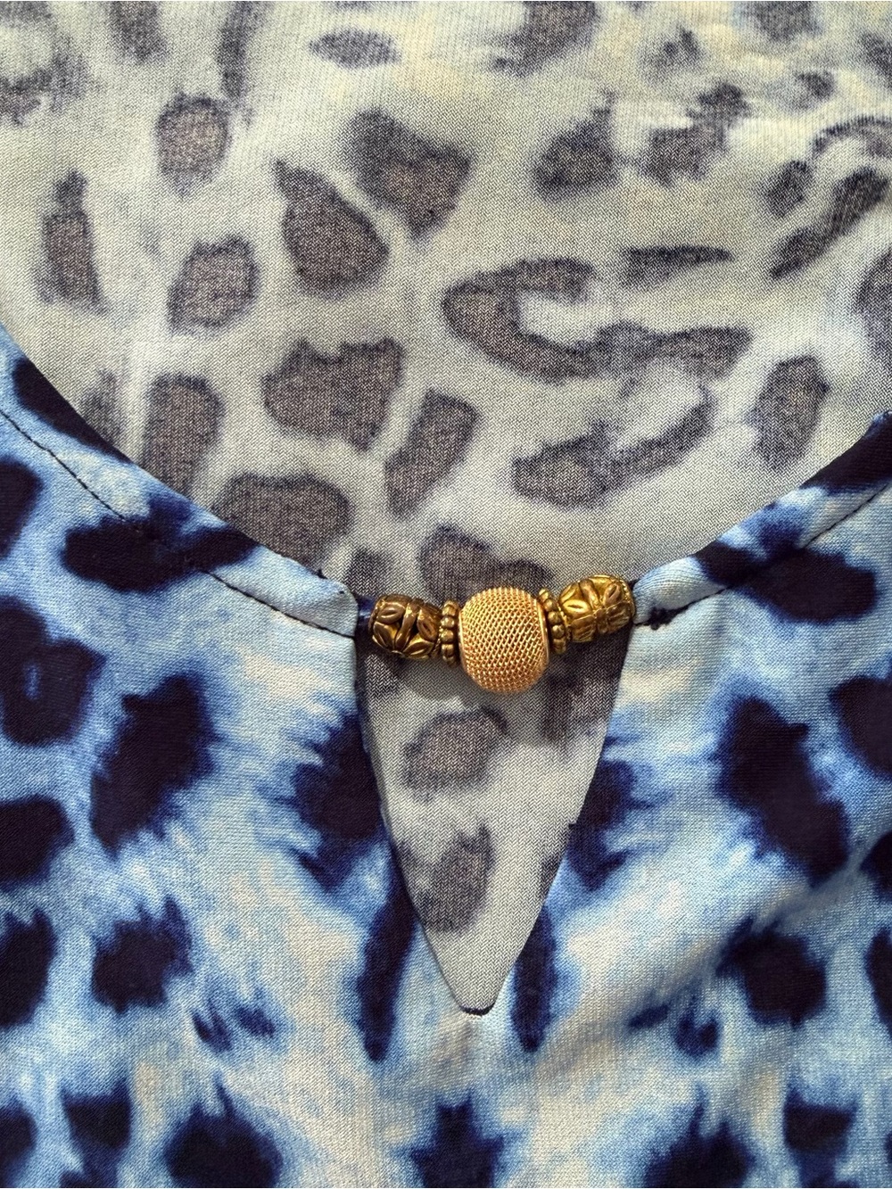Susan Graver Womens 1X Liquid Knit Top Animal Print 3/4 Sleeve Blue Orange - Picture 4 of 8